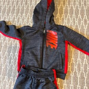 Nike red and gray Hoodie Set 24m